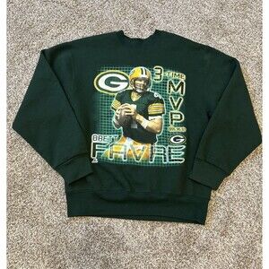 Vintage Green Bay Packers Brett Favre Pro Player Crewneck Sweater Men’s Size L